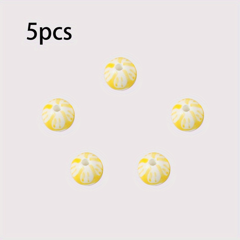 5 Hand-Painted Ceramic Beads for DIY